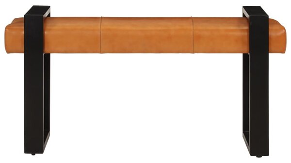 Fekete-barna valódi kecskebőr pad 110 cm