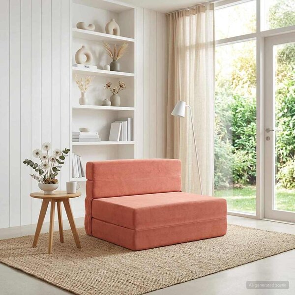 VidaXL Összecsukható kanapéágy Piros Narancs 70 x 72 x 60 cm Szövet