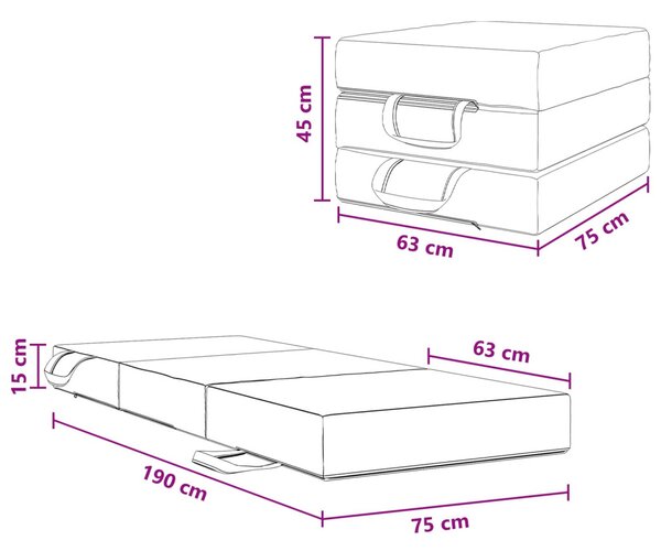 VidaXL Összecsukható kanapéágy 75 x 63 x 45 cm Tópszínű