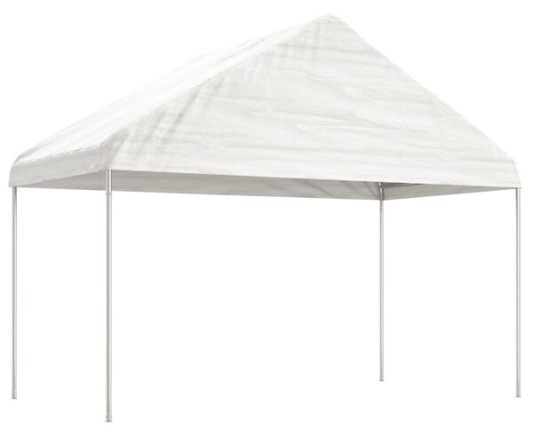 Fehér polietilén pavilon tetővel 17,84 x 4,08 x 3,22 m