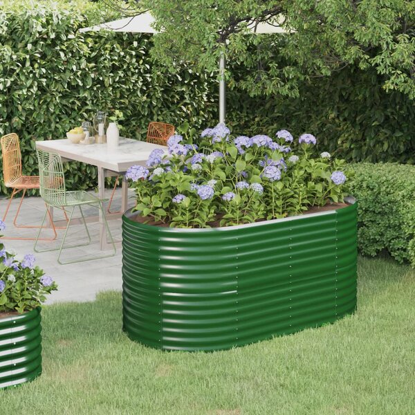 VidaXL zöld porszórt acél kerti ültetőláda 152 x 80 x 68 cm