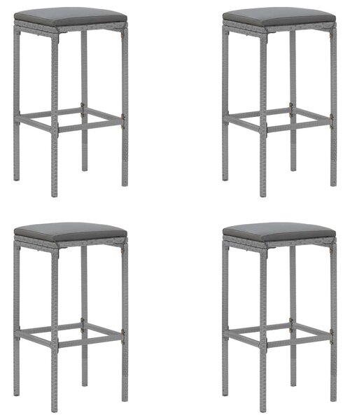 5 részes szürke polyrattan kerti bárszett párnákkal