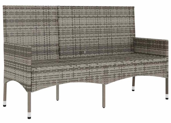 3 személyes szürke polyrattan kerti kanapé párnával