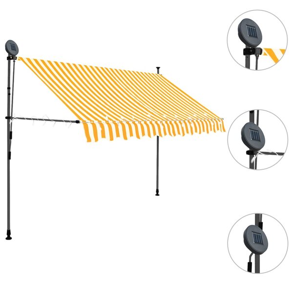 Fehér-narancssárga kézzel kihúzható LED-es napellenző 300 cm