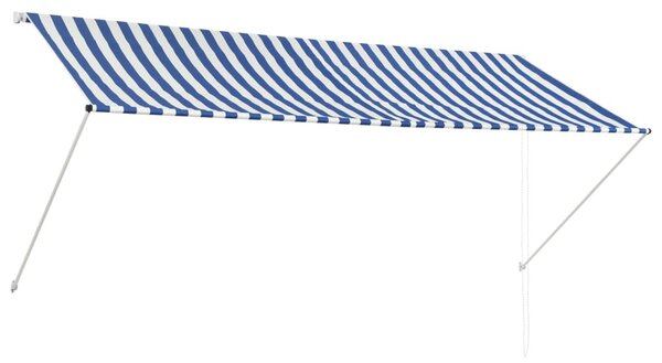 Feltekerhető kék és fehér napellenző 300 x 150 cm