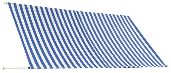 Feltekerhető kék és fehér napellenző 300 x 150 cm