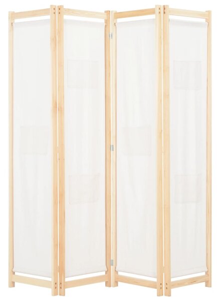 Krémszínű 4-paneles szövetparaván 160 x 170 x 4 cm