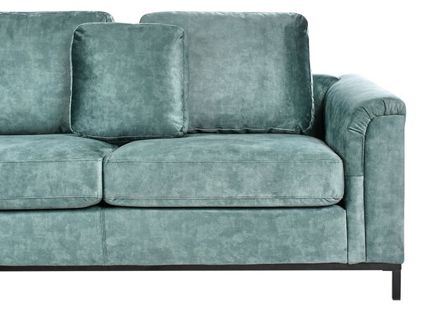 Sarokkanapé 4 személyes OSLO Bársony Kékeszöld Jobb oldali