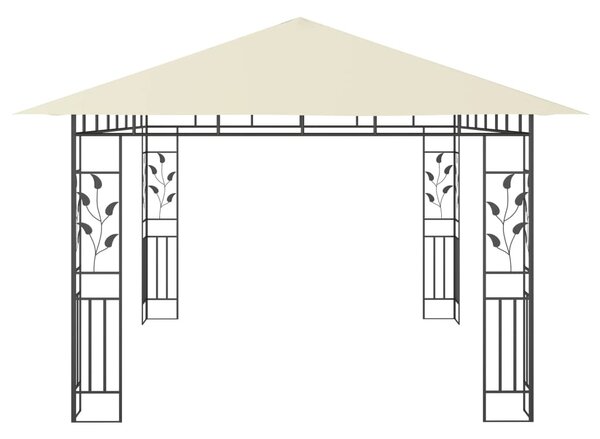 Krémszínű pavilon szúnyoghálóval 4 x 3 x 2,73 m 180 g/m²