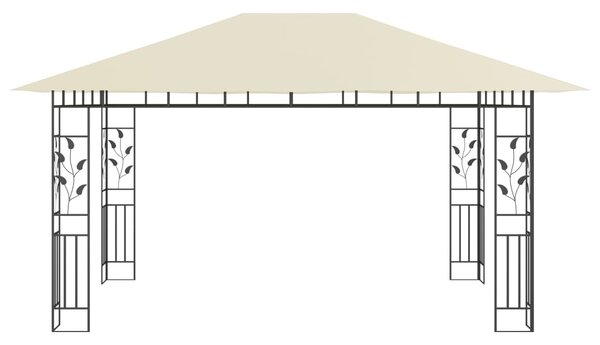 Krémszínű pavilon szúnyoghálóval 4 x 3 x 2,73 m 180 g/m²