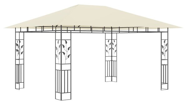Krémszínű pavilon szúnyoghálóval 4 x 3 x 2,73 m 180 g/m²