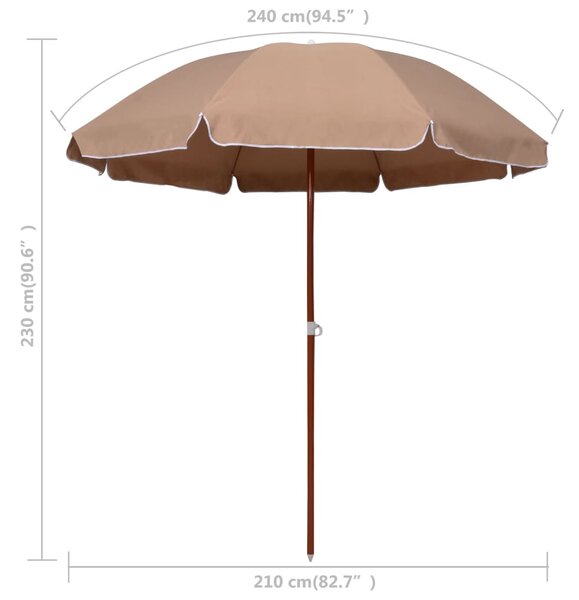Tópszínű napernyő acélrúddal 240 cm