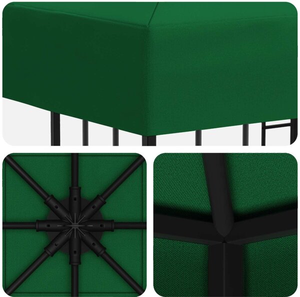 Pavilon 3 x 3 m Zöld Poliészter és acél 190 gsm