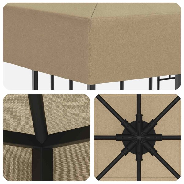 Pavilon 3 x 3 m Bézs Poliészter és acél 190 gsm