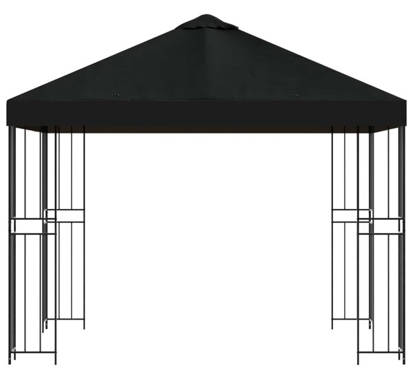 Pavilon 3 x 3 m Fekete Poliészter és acél 190 gsm