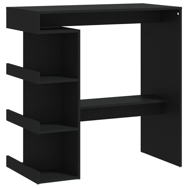 Fekete szerelt fa bárasztal tárolópolccal 100 x 50 x 101,5 cm