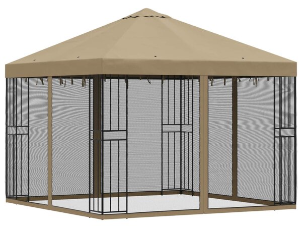 VidaXL Kerti pavilon oldalfalakkal 3 x 3 m Bézs Poliészter és acél