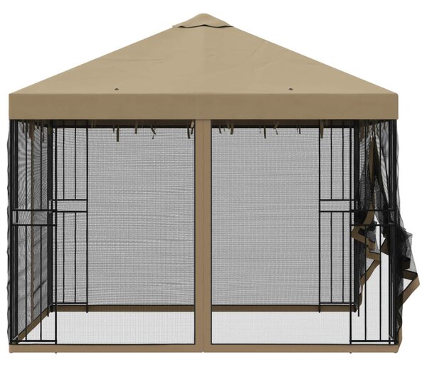 VidaXL Kerti pavilon oldalfalakkal 3 x 3 m Bézs Poliészter és acél