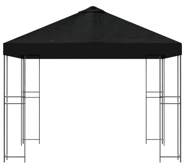 Pavilon 3 x 3 m Fekete Poliészter és acél 190 gsm