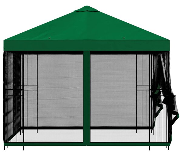 Kerti pavilon oldalfalakkal 3 x 3 m Zöld Poliészter és acél