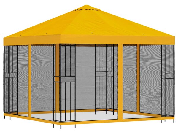 Kerti pavilon oldalfalakkal 3 x 3 m Sárga Poliészter és acél