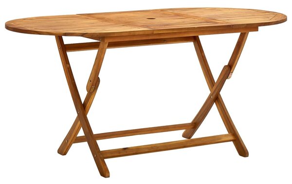 Tömör akácfa összecsukható kerti asztal 160 x 85 x 75 cm
