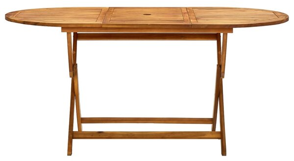 Tömör akácfa összecsukható kerti asztal 160 x 85 x 75 cm