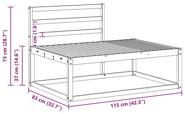 VidaXL Kültéri végleges kanapé Fehér 115 x 83 x 73 cm Tömör Akácfa