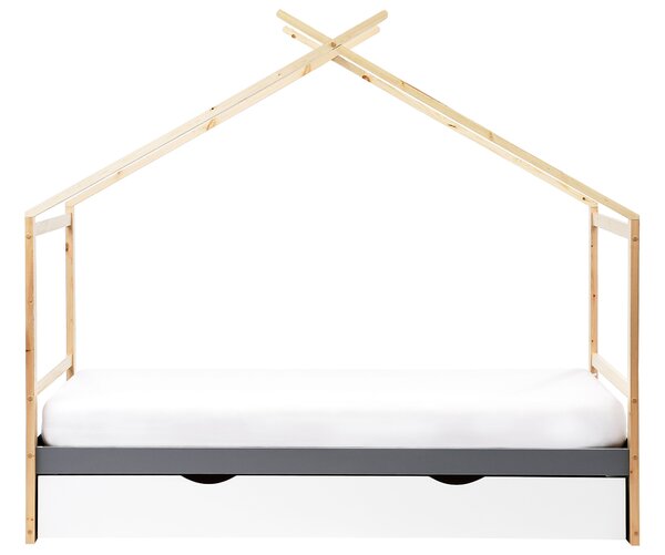 Gyerekágy Ház Fenyő ORGEVAL 90 x 200 cm Ágyneműtartóval Szürke