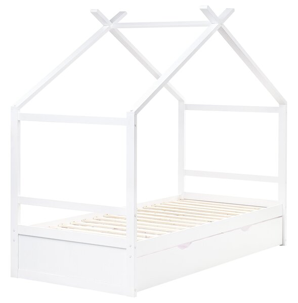 Gyerekágy Ház Fenyő ORGEVAL 90 x 200 cm Ágyneműtartóval Fehér