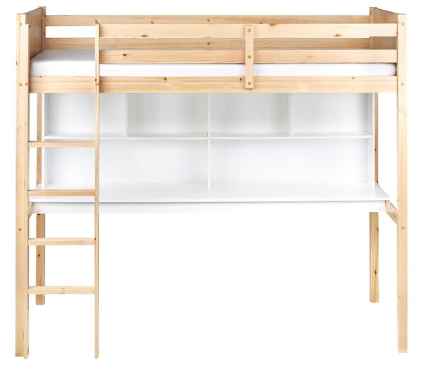 Galériaágy íróasztallal Fenyő FOUCAMONT 90 x 200 cm Világosbarna
