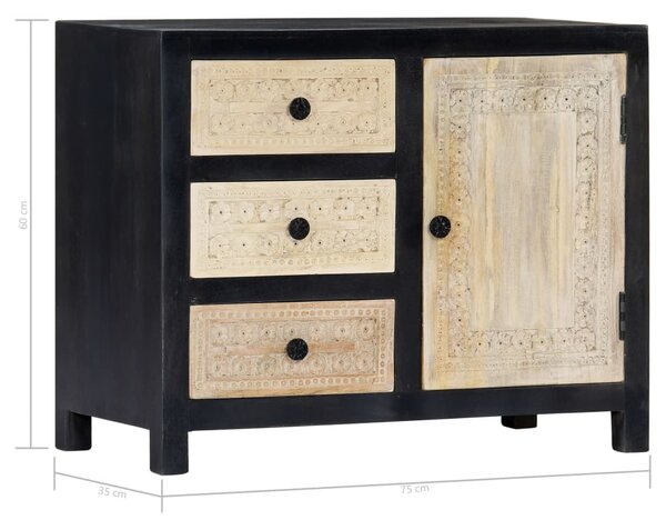 VidaXL szürke kézzel faragott tömör mangófa kisszekrény 75x35x60 cm
