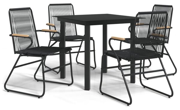 5 részes fekete PVC rattan kerti étkezőgarnitúra