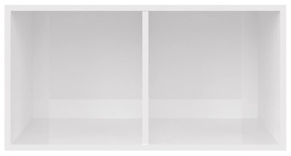 Magasfényű fehér szerelt fa lemeztároló doboz 71 x 34 x 36 cm