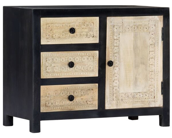 VidaXL szürke kézzel faragott tömör mangófa kisszekrény 75x35x60 cm