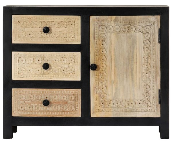 VidaXL szürke kézzel faragott tömör mangófa kisszekrény 75x35x60 cm