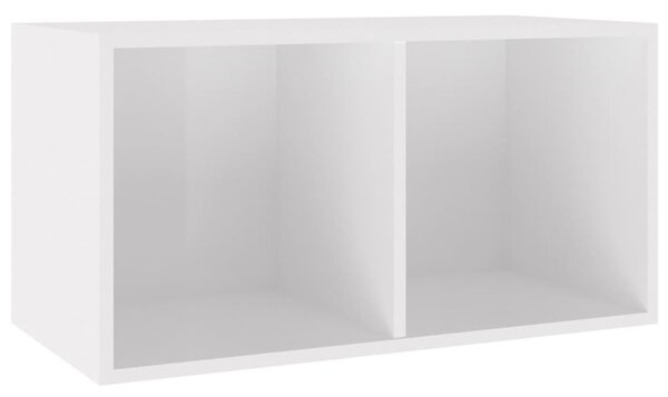 Magasfényű fehér szerelt fa lemeztároló doboz 71 x 34 x 36 cm