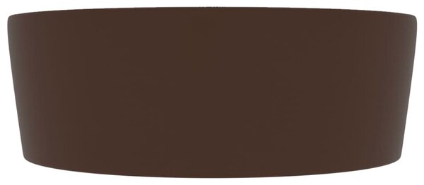 Matt sötétbarna luxus kerámia mosdókagyló túlfolyóval 36x13 cm