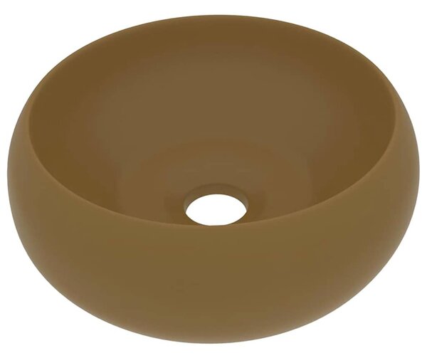Kerek matt krémszínű kerámia luxus mosdókagyló 40 x 15 cm