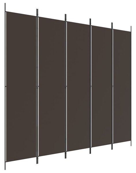 5 paneles barna szövet paraván 250 x 220 cm