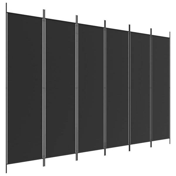 6 paneles fekete szövet térelválasztó 300x200 cm
