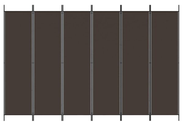 6 paneles barna szövet paraván 300x200 cm