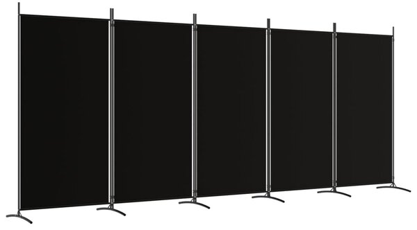 5 paneles fekete szövet térelválasztó 433x180 cm