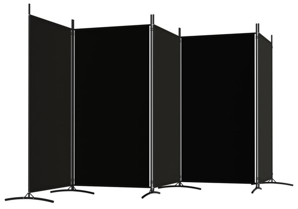 5 paneles fekete szövet térelválasztó 433x180 cm
