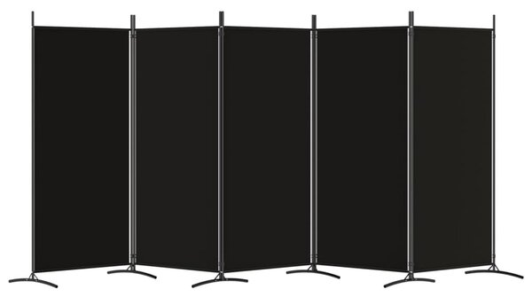 5 paneles fekete szövet térelválasztó 433x180 cm