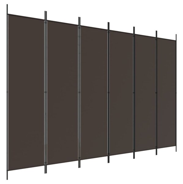 6 paneles barna szövet paraván 300x200 cm