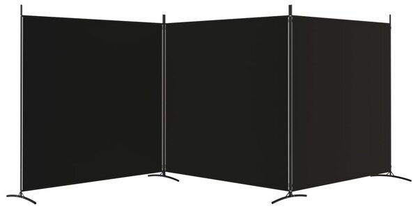 3 paneles fekete szövet térelválasztó 525x180 cm
