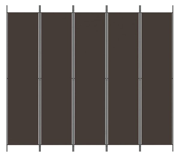 5 paneles barna szövet paraván 250 x 220 cm