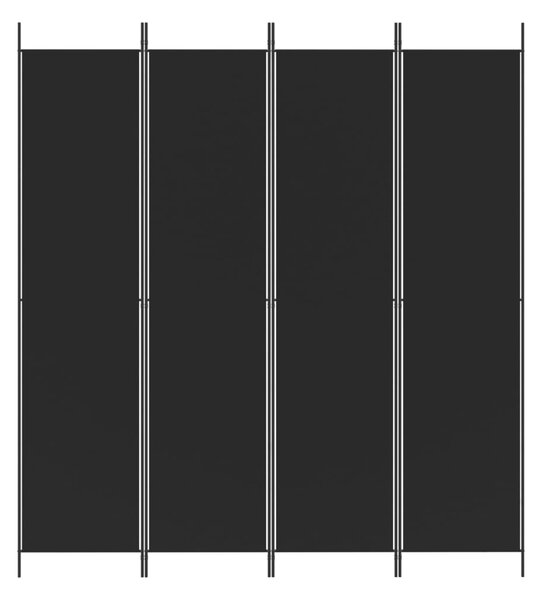 4 paneles fekete szövet térelválasztó 200x220 cm