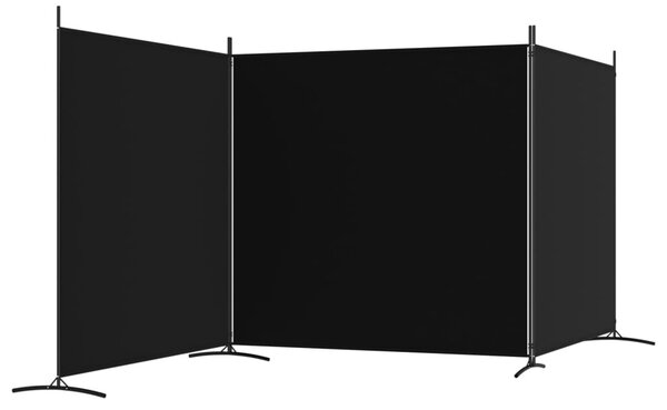 3 paneles fekete szövet térelválasztó 525x180 cm
